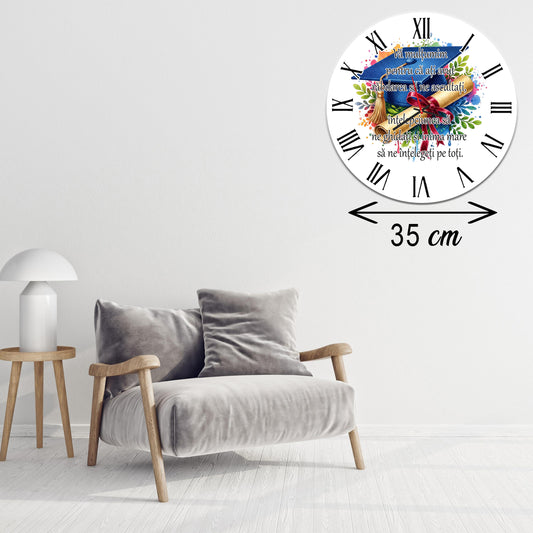 Ceas de Perete Cadou pentru Dirigintă - "Recunoștință și Timp" - MDF, 35 cm, Silențios