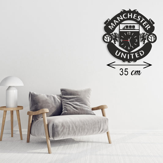 Ceas de Perete Manchester United – Design Modern din MDF, 35 cm, Mecanism Silențios