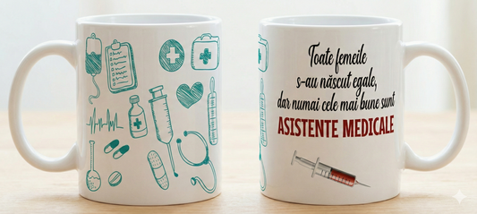 Cană Ceramică Asistente Medicale - Cadou Motivațional 330ml