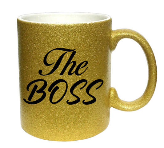 Set 2 Căni The Real Boss & The Boss - Sclipici Mov și Auriu