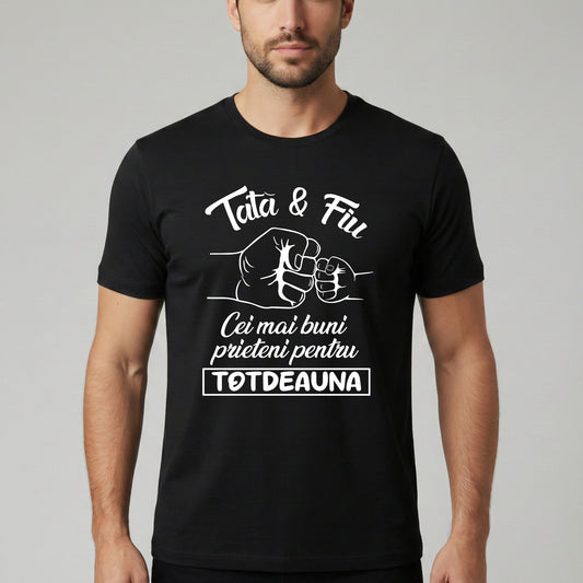 Tricou Negru Tată & Fiu - "Cei Mai Buni Prieteni Pentru Totdeauna" – Cadoul Ideal