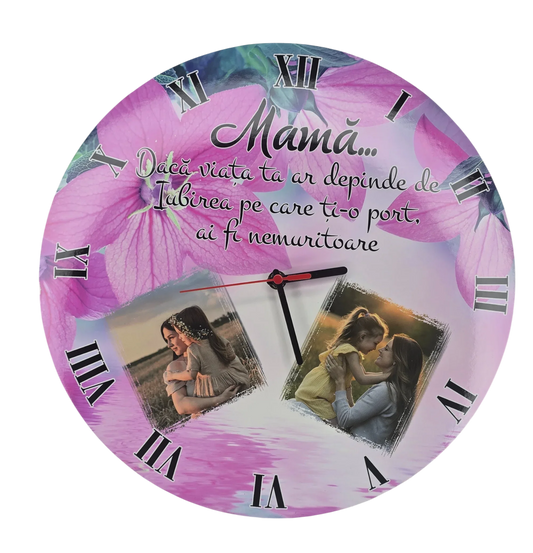Ceas personalizat 35 cm pentru mama - Tete Print