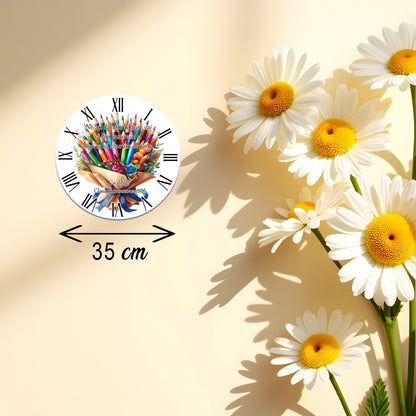 Ceas de Perete Personalizat pentru Învățătoare - "Rădăcini și Aripi" - MDF, 35 cm