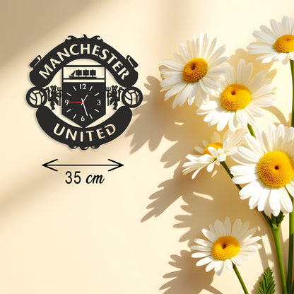 Ceas de Perete Manchester United – Design Modern din MDF, 35 cm, Mecanism Silențios