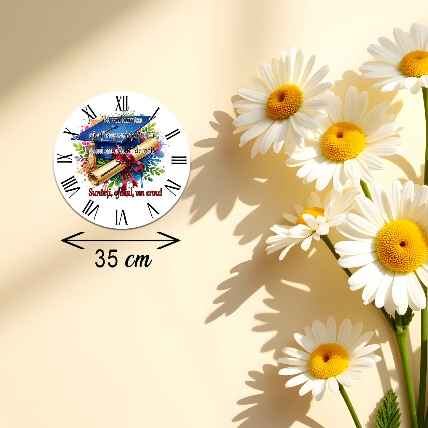 Ceas de Perete Personalizat pentru Dirigintă - „Sunteți un Erou!” - MDF, 35 cm