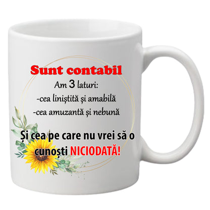Cană Personalizată "Sunt Contabil" - Mesaj Amuzant, Ceramică de Înaltă Calitate, Albă, 330 ml