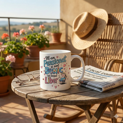 Cană Ceramică Personalizată Cadou Pensionare Bunic - "M-am Pensionat și Sunt Bunic"