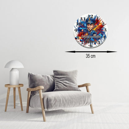 Ceas de Perete Personalizat Polițist - Cadou Unic "Cel mai bun Polițist!" cu Nume - Tete Print