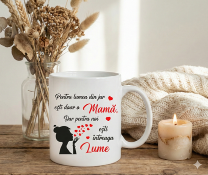Cană Ceramică pentru Mama - Ești Întreaga Lume 330ml