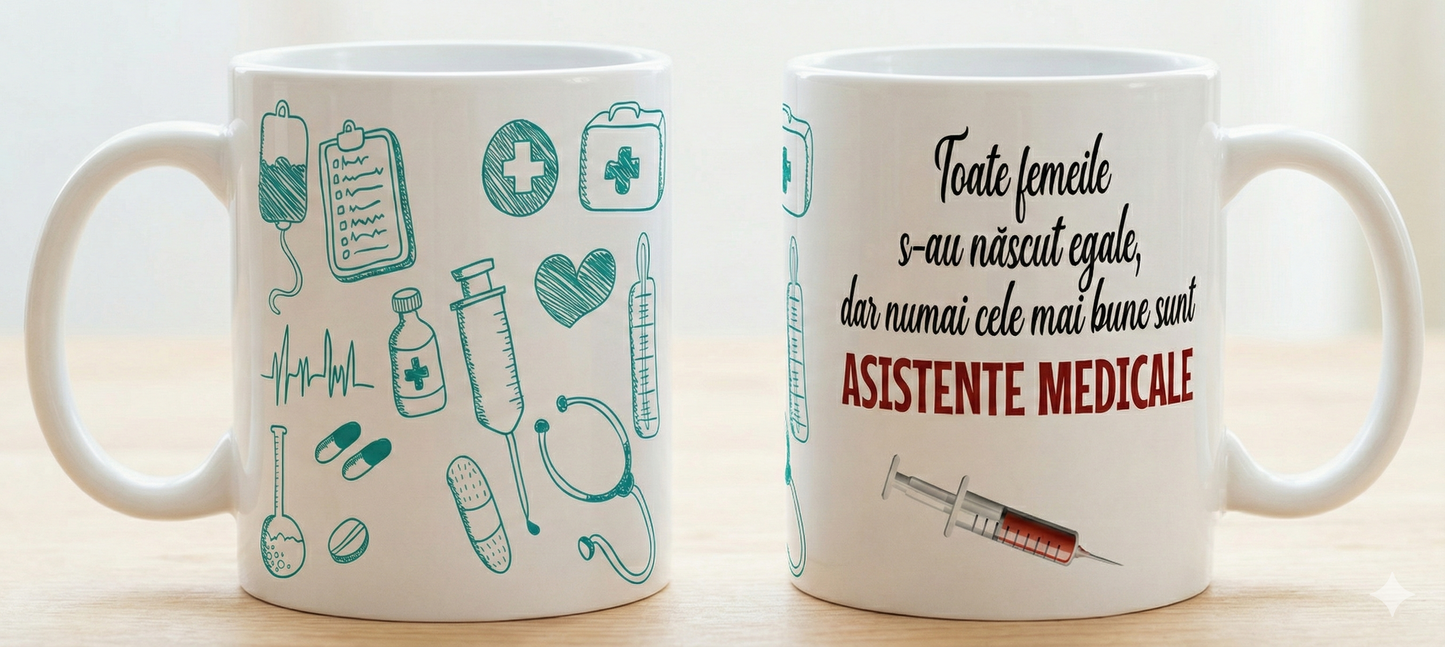 Cană Ceramică Asistente Medicale - Cadou Motivațional 330ml