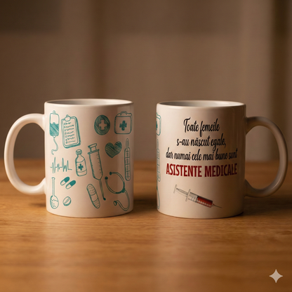Cană Ceramică Asistente Medicale - Cadou Motivațional 330ml