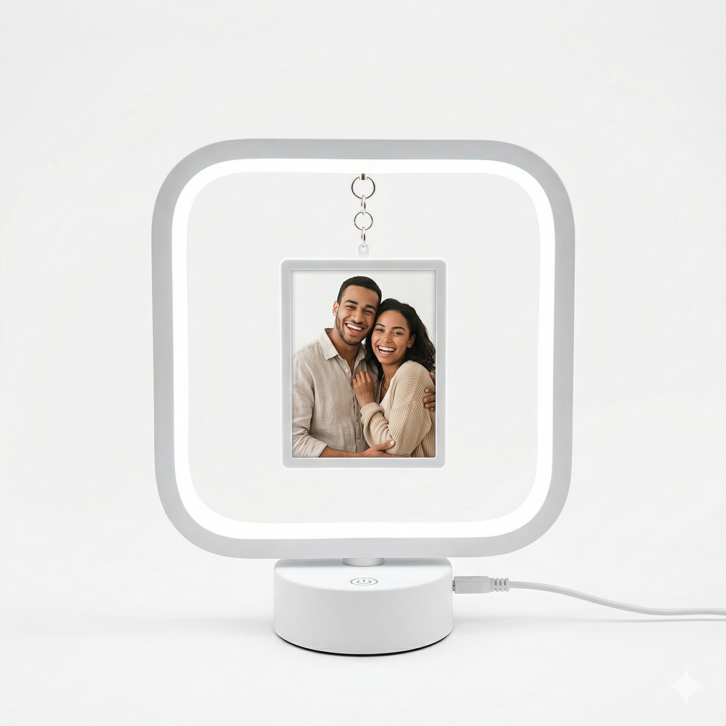 Ramă Foto LED Suspendată „Magic Moments” – Lampă Decorativă cu Design Pătrat și Alimentare USB