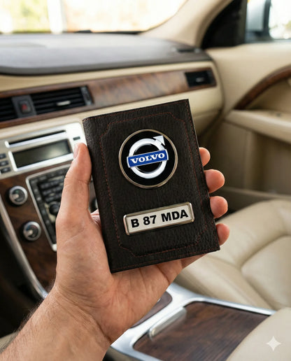 Portofel acte auto cu logo-ul volvo si numarul masini - Tete Print