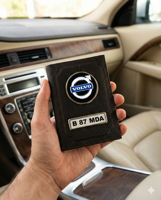 Portofel acte auto cu logo-ul volvo si numarul masini - Tete Print