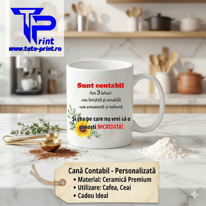 Cană Personalizată "Sunt Contabil" - Mesaj Amuzant, Ceramică de Înaltă Calitate, Albă, 330 ml
