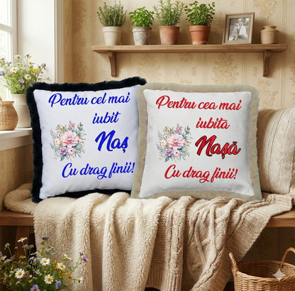 Perne Personalizate pentru Nași - Cadou de la Fini - Model Floral "Cea mai iubită Nașă / Cel mai iubit Naș"