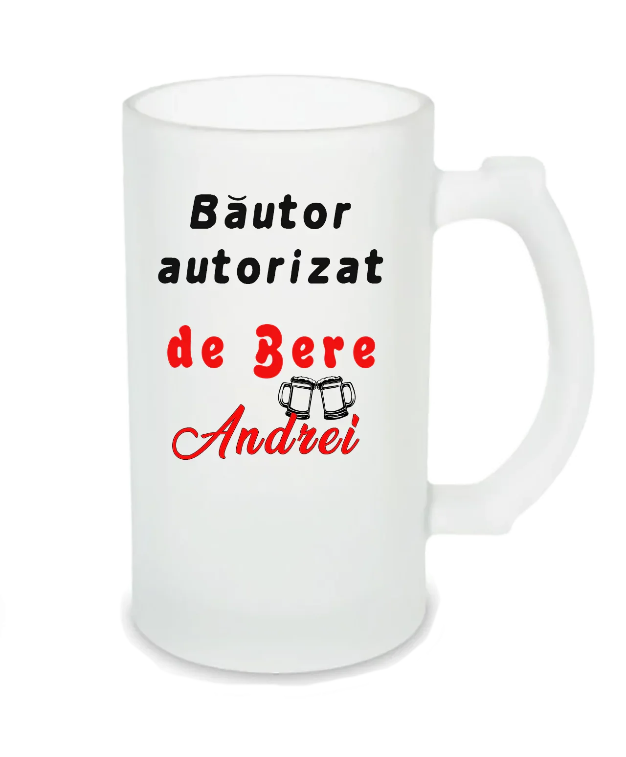 Halbă de Bere Personalizată – „Băutor Autorizat” cu Nume - Tete Print