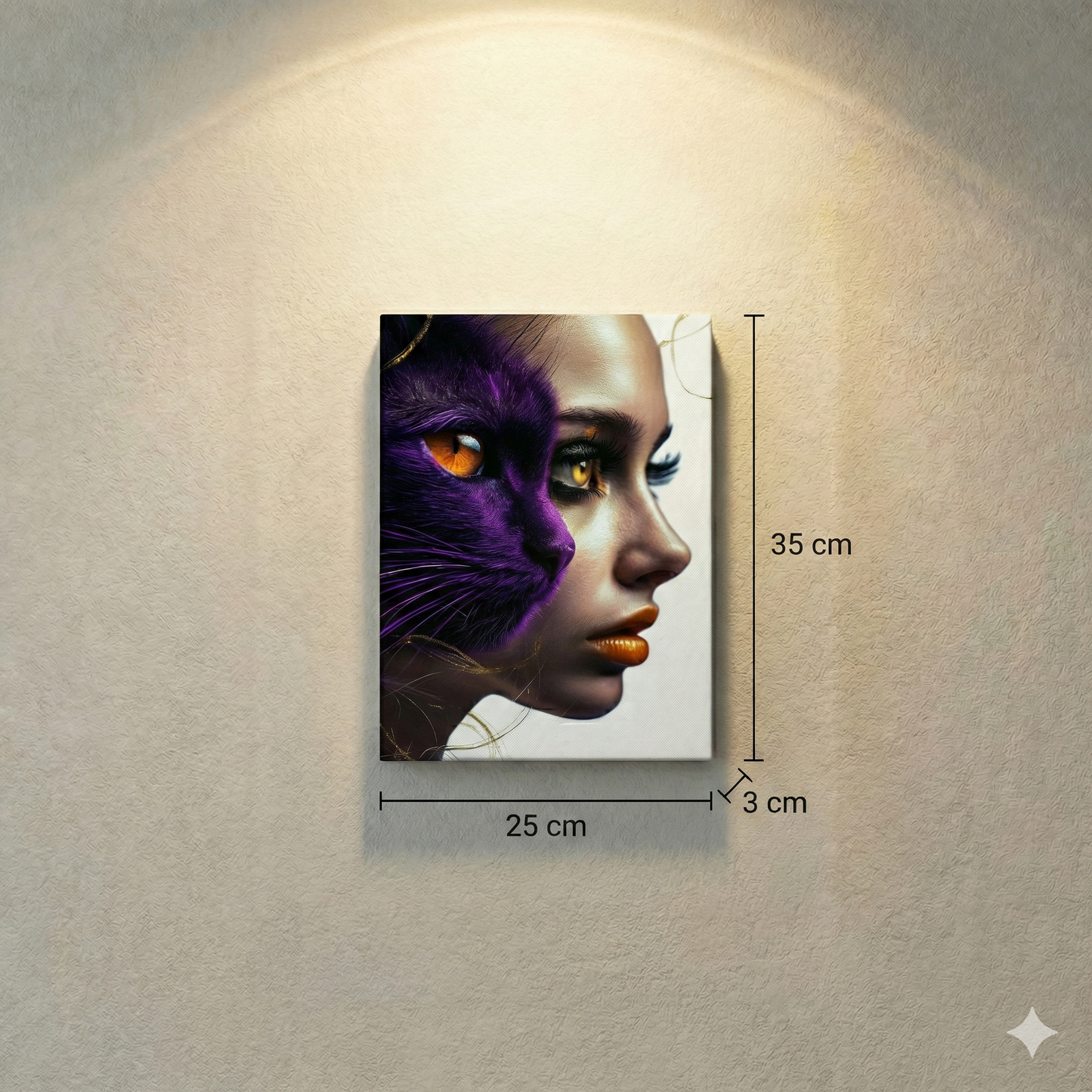 Tablou Canvas Modern - Dualitate Feminină și Felină, Mov Imperial