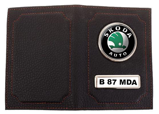 Portofel acte auto Skoda cu logo-ul si numarul masini - Tete Print