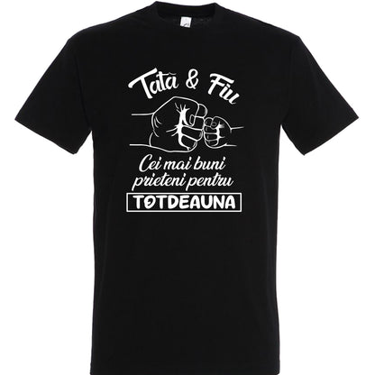 Tricou Negru Tată & Fiu - "Cei Mai Buni Prieteni Pentru Totdeauna" – Cadoul Ideal