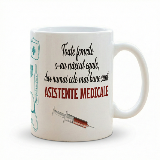 Cană Ceramică Asistente Medicale - Cadou Motivațional 330ml