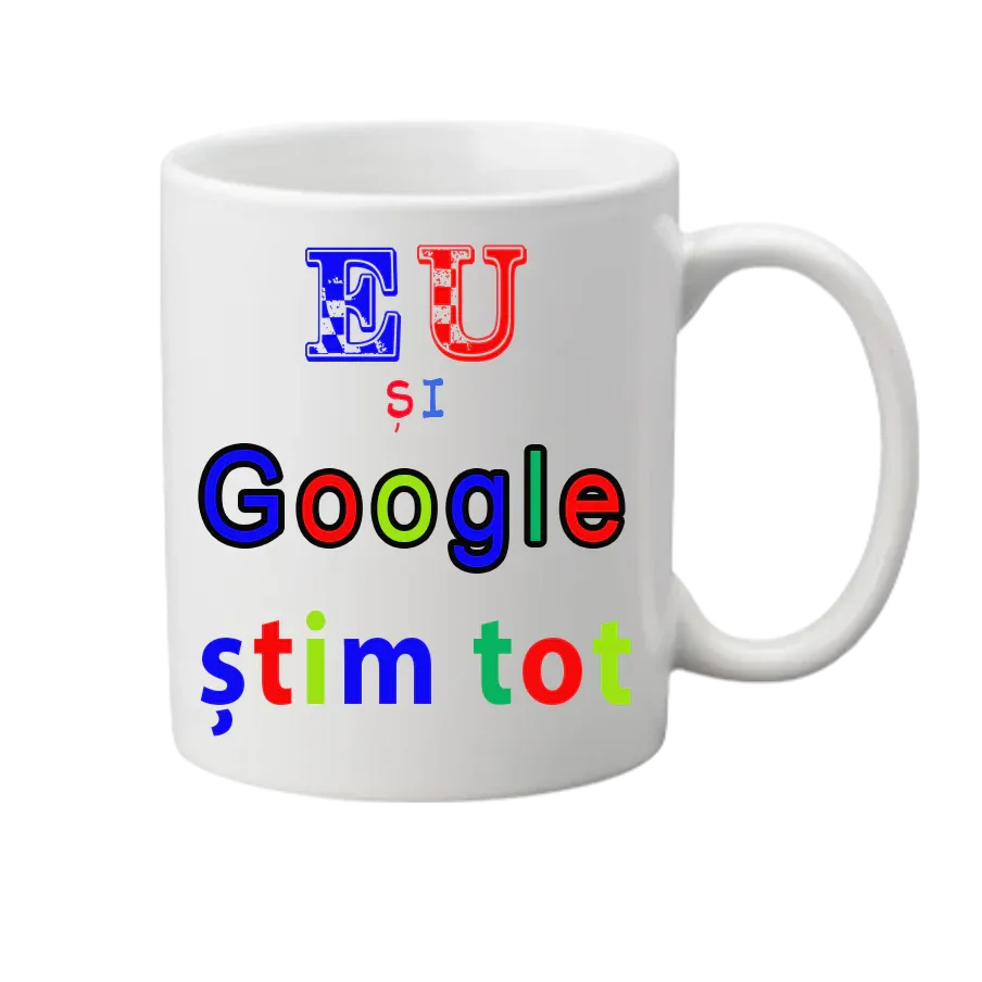 Cană Personalizată "EU și Google Știm Tot" - Cadou Amuzant Birou - Tete Print