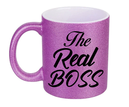 Set 2 Căni The Real Boss & The Boss - Sclipici Mov și Auriu