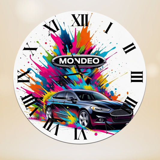 Ceas de perete Premium Ford Mondeo Splash Design, Diametru 35 cm, Grosime 6 mm, Mecanism Silențios, Multicolor