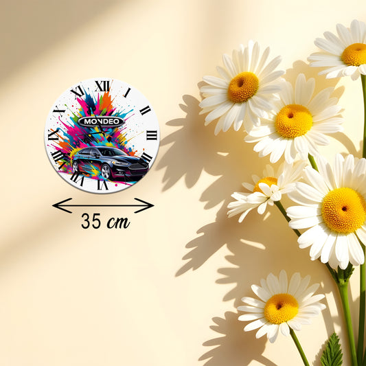 Ceas de perete Premium Ford Mondeo Splash Design, Diametru 35 cm, Grosime 6 mm, Mecanism Silențios, Multicolor