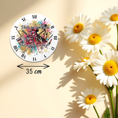 Ceas de perete Decorativ pentru Salon de Coafura si Infrumusetare, Tematic "Beauty & Hair", Multicolor