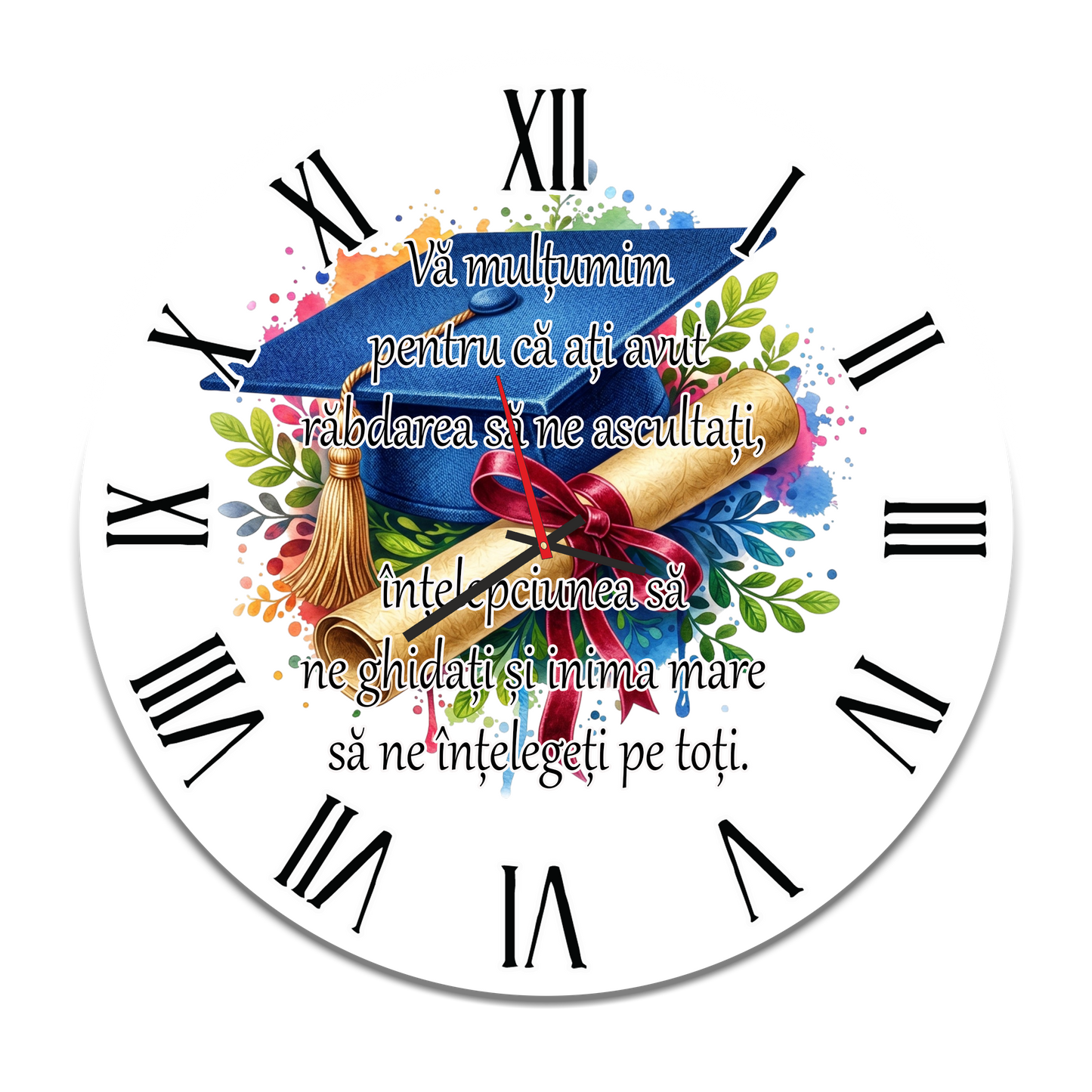 Ceas de Perete Cadou pentru Dirigintă - "Recunoștință și Timp" - MDF, 35 cm, Silențios