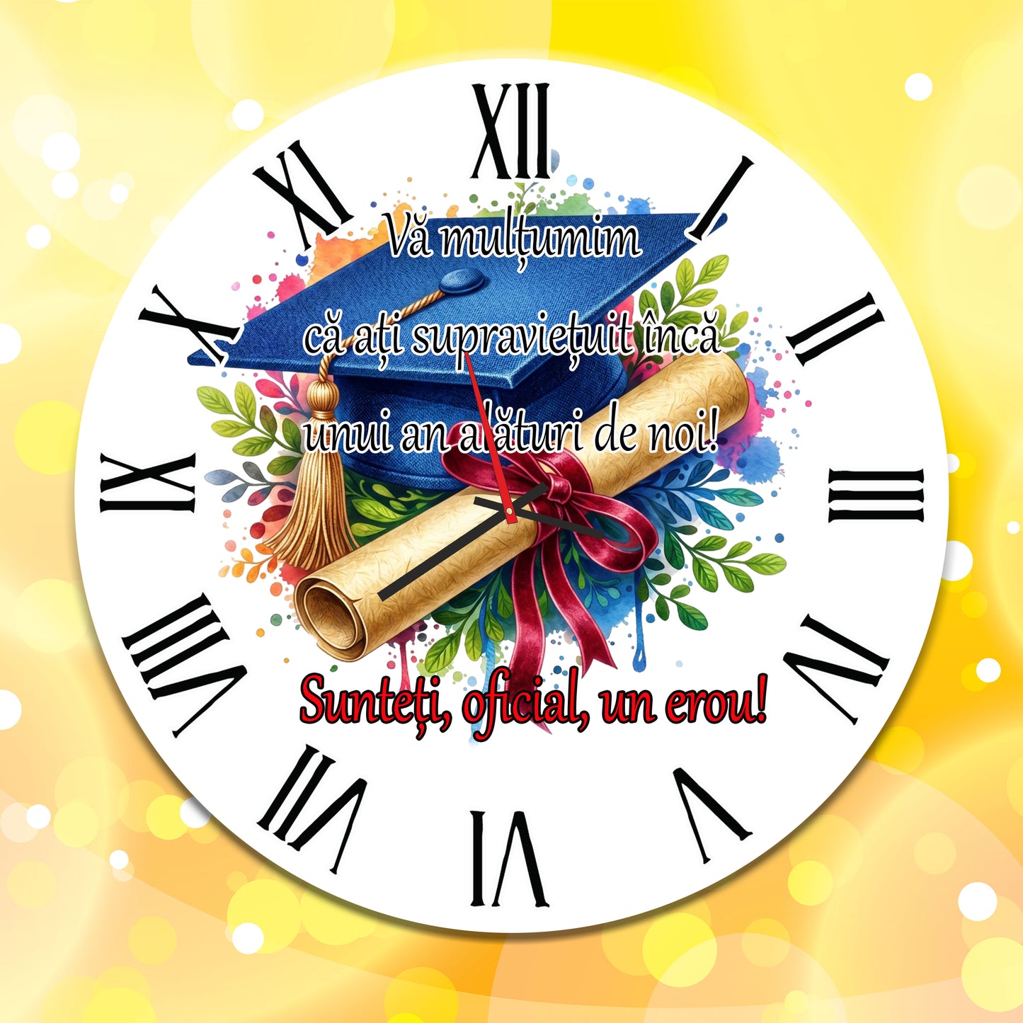 Ceas de Perete Personalizat pentru Dirigintă - „Sunteți un Erou!” - MDF, 35 cm
