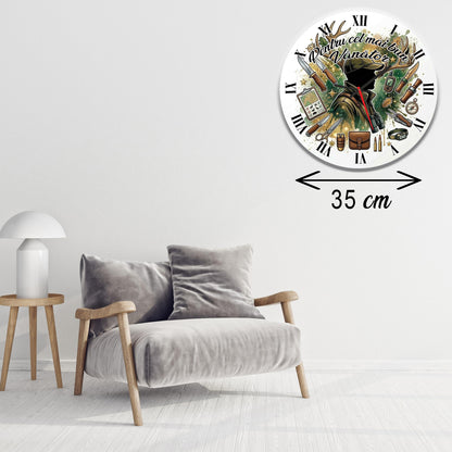 Ceas de Perete Decorativ "Pentru cel mai bun Vânător", Diametru 35 cm, Material MDF Premium, Design Tematic Natură