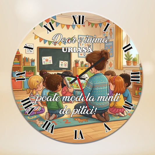 Ceas de Perete Personalizat pentru Educatoare, Cadou Motivațional Grădiniță, "O Inimă Uriașă"