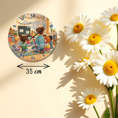 Ceas de Perete Personalizat pentru Educatoare, Cadou Motivațional Grădiniță, "O Inimă Uriașă"