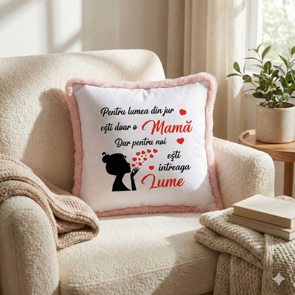 Pernă Decorativă "Ești Întreaga Lume" - Cadoul Perfect pentru Mama Ta