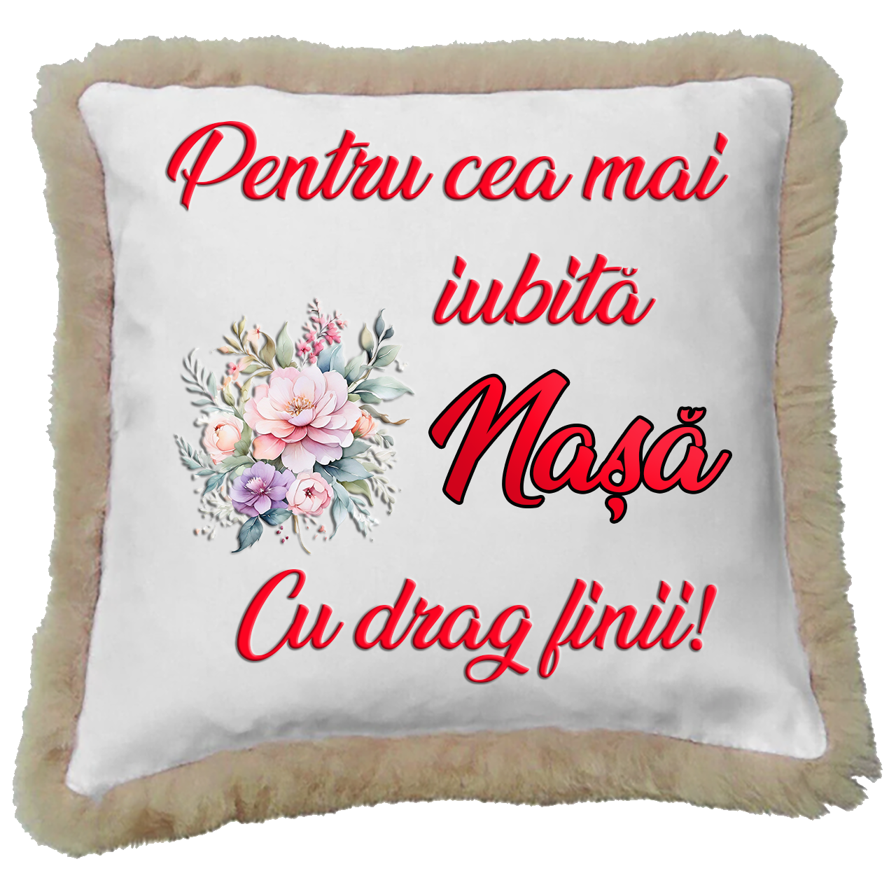 Perne Personalizate pentru Nași - Cadou de la Fini - Model Floral "Cea mai iubită Nașă / Cel mai iubit Naș"