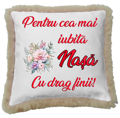 Perne Personalizate pentru Nași - Cadou de la Fini - Model Floral "Cea mai iubită Nașă / Cel mai iubit Naș"
