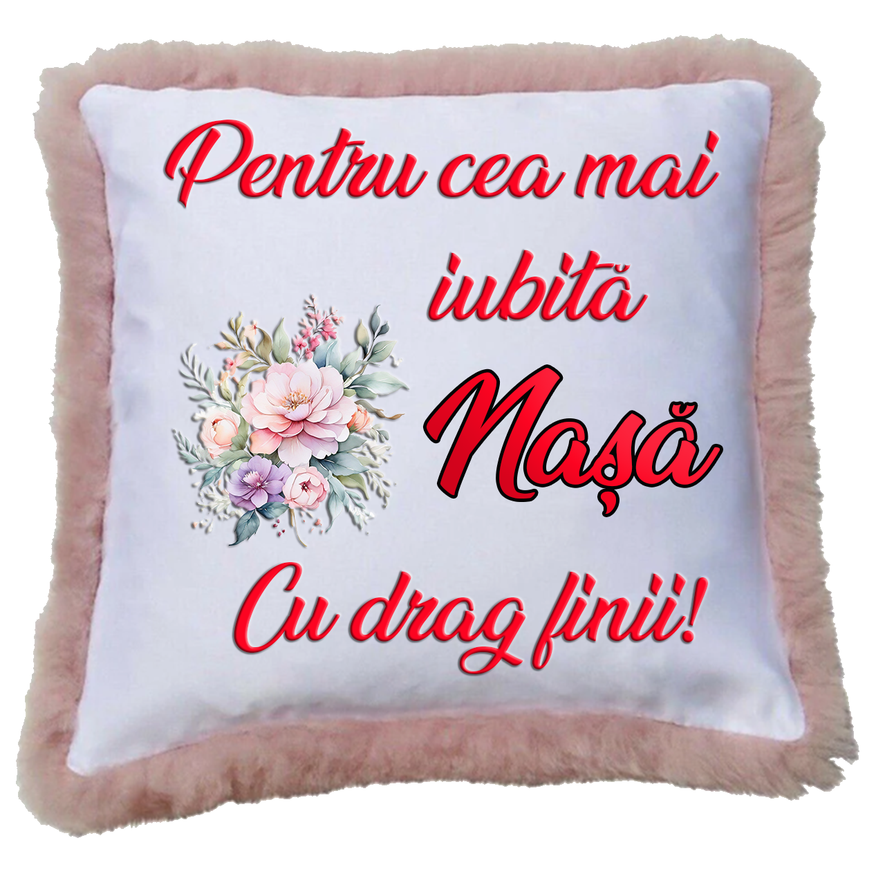 Perne Personalizate pentru Nași - Cadou de la Fini - Model Floral "Cea mai iubită Nașă / Cel mai iubit Naș"