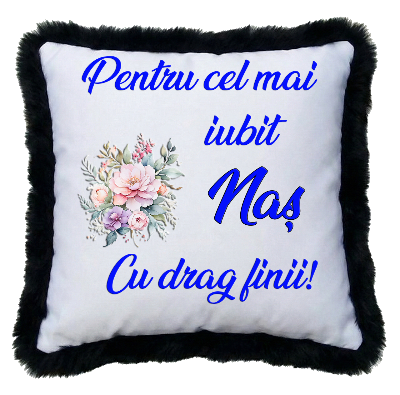 Perne Personalizate pentru Nași - Cadou de la Fini - Model Floral "Cea mai iubită Nașă / Cel mai iubit Naș"