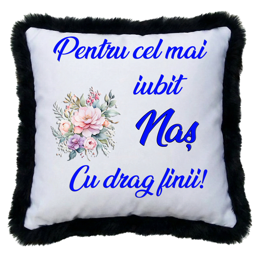 Perne Personalizate pentru Nași - Cadou de la Fini - Model Floral "Cea mai iubită Nașă / Cel mai iubit Naș"