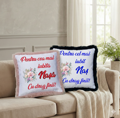 Perne Personalizate pentru Nași - Cadou de la Fini - Model Floral "Cea mai iubită Nașă / Cel mai iubit Naș"