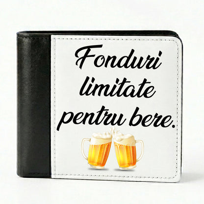 Portofel Personalizat pentru Barbati - Piele Ecologica, Design Bifold, Spatiu Foto/Mesaj, Negru-Alb