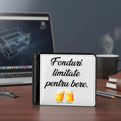 Portofel Personalizat pentru Barbati - Piele Ecologica, Design Bifold, Spatiu Foto/Mesaj, Negru-Alb