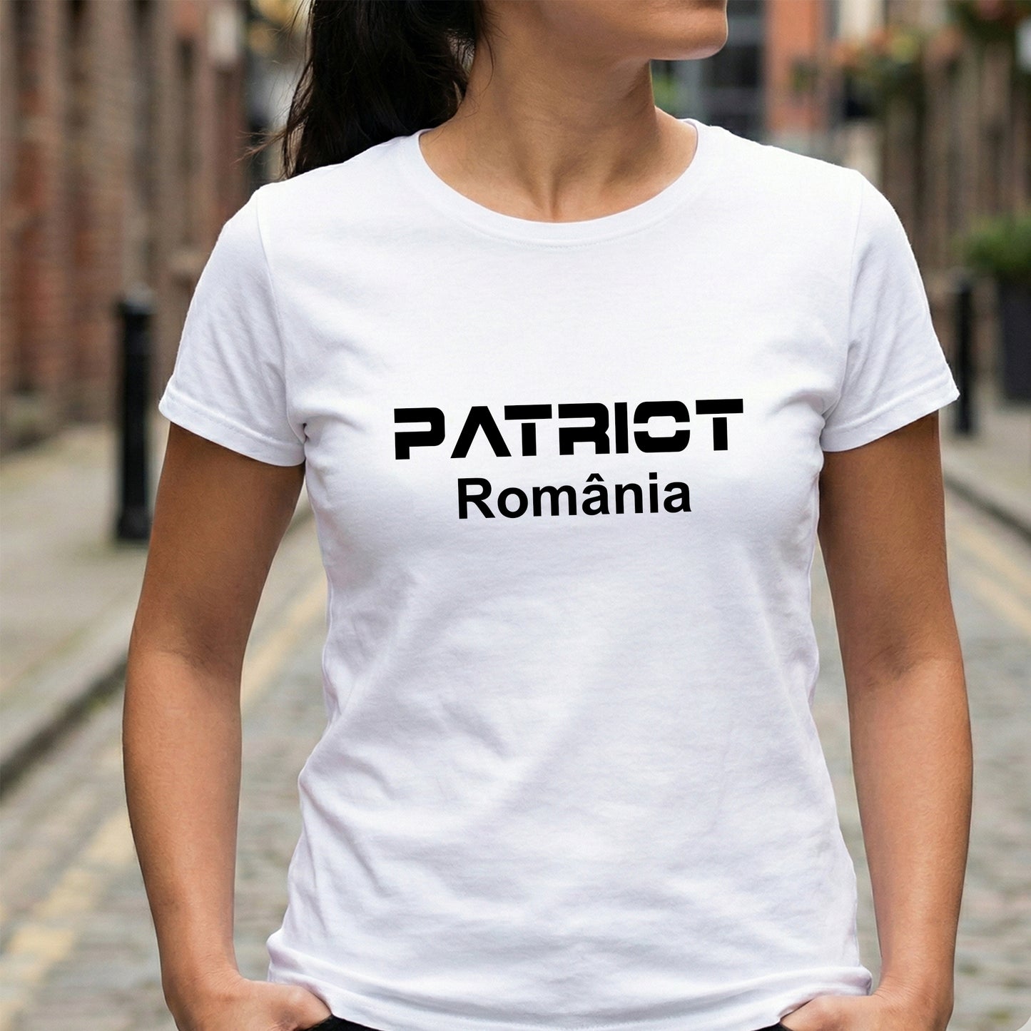 Tricou Bărbați "PATRIOT România", Bumbac 100%, Negru, Mânecă Scurtă, Imprimeu Alb Modern
