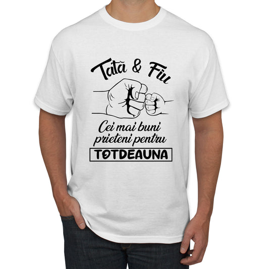 Tricou Alb Tată & Fiu - "Cei Mai Buni Prieteni Pentru Totdeauna" – Cadoul Ideal