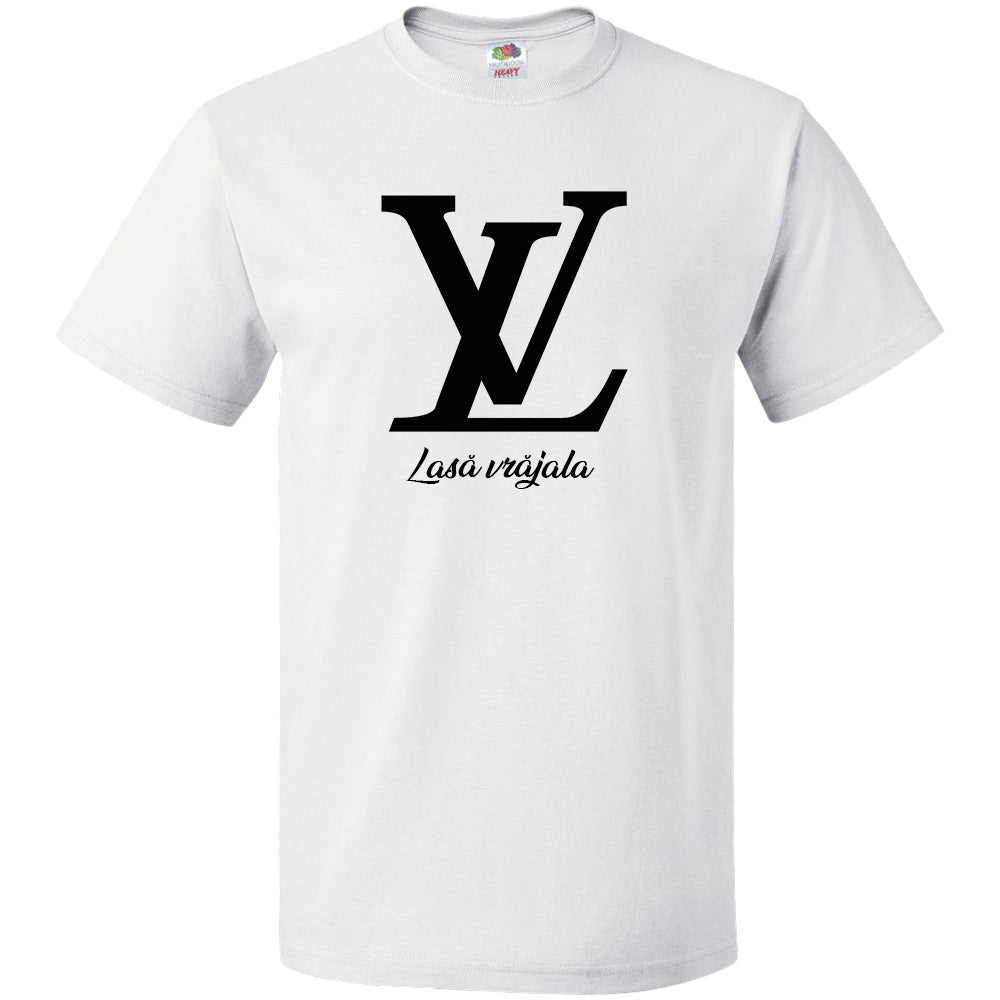 Tricou Alb Personalizat cu Mesaj Amuzant – Model „Lasă Vrăjala” – Cadoul Perfect pentru El/Ea