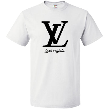 Tricou Alb Personalizat cu Mesaj Amuzant – Model „Lasă Vrăjala” – Cadoul Perfect pentru El/Ea