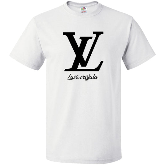 Tricou Alb Personalizat cu Mesaj Amuzant – Model „Lasă Vrăjala” – Cadoul Perfect pentru El/Ea