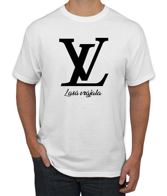 Tricou Alb Personalizat cu Mesaj Amuzant – Model „Lasă Vrăjala” – Cadoul Perfect pentru El/Ea